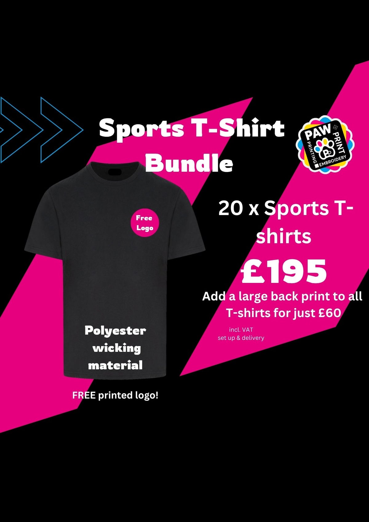 Sports T-Shirt Bundle – JC001 (20-Pack, with Free Logo Print)